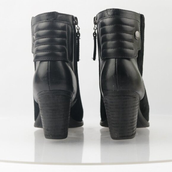 Clarks Womens Palma Rylie Boot Size 7.5 Black Suede Leather Block Heel Bootie - Picture 6 of 13